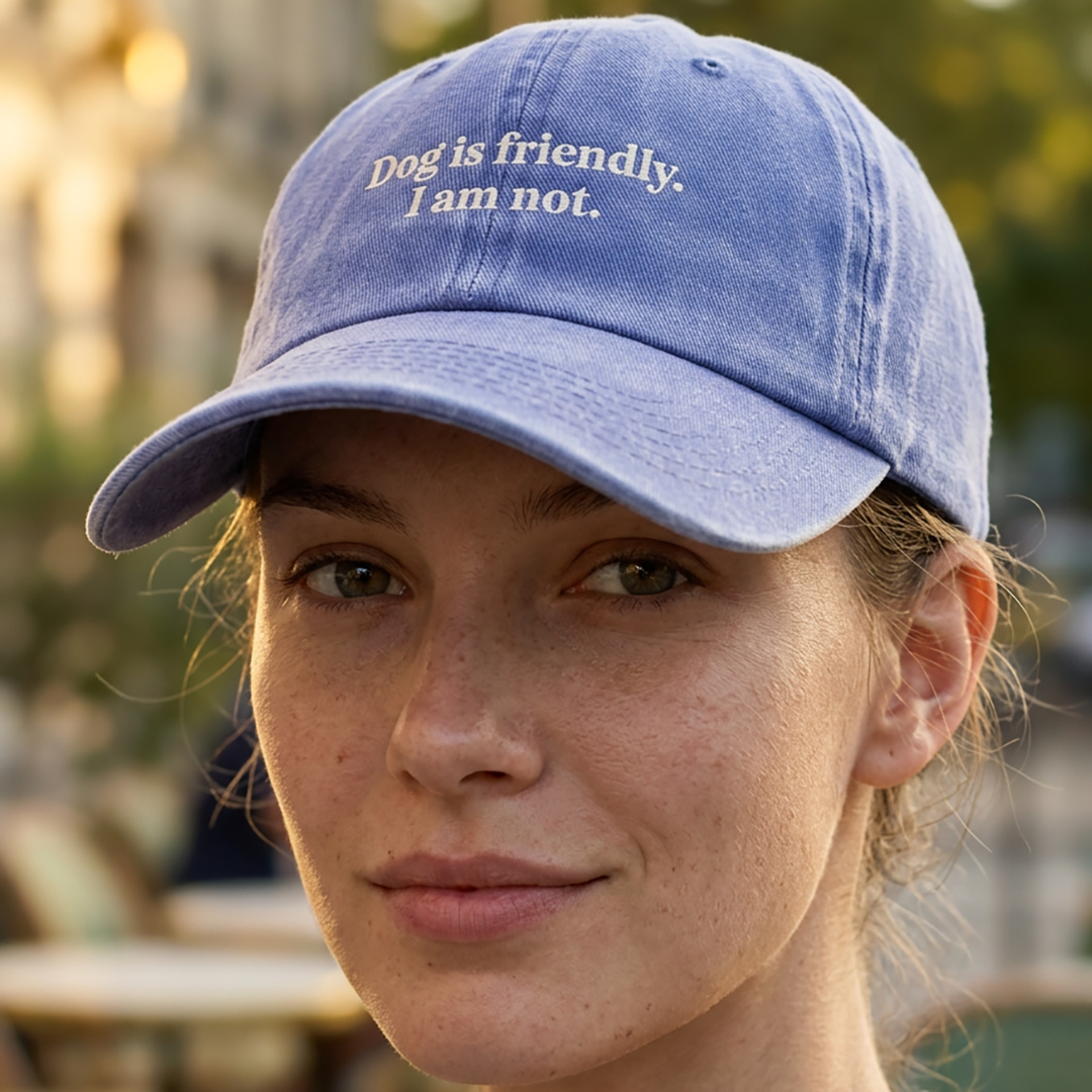 Washed Twill Hat "Dog is friendly"