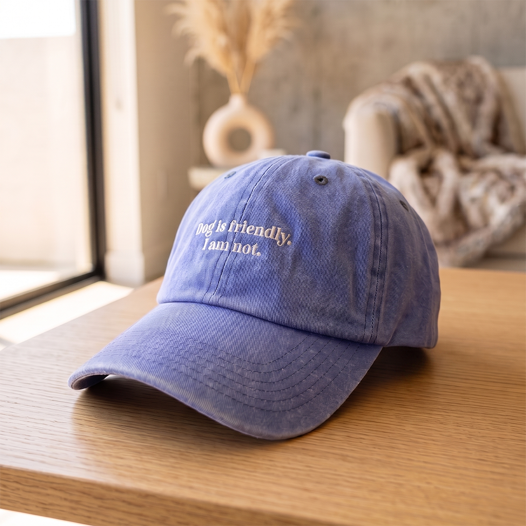 Washed Twill Hat "Dog is friendly"