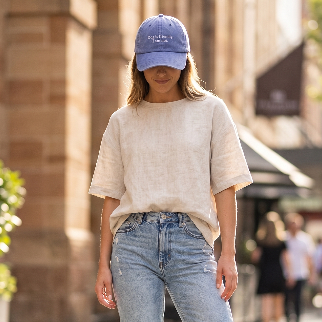 Washed Twill Hat "Dog is friendly"