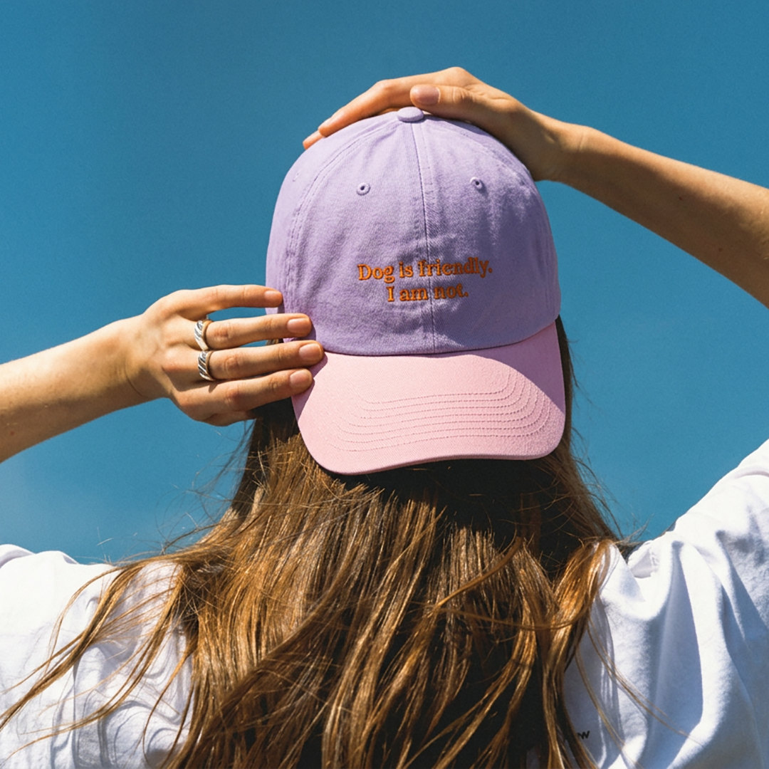 Washed Twill Hat "Dog is friendly"