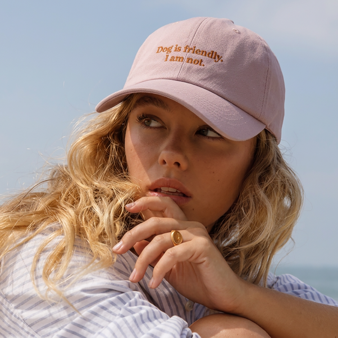Washed Twill Hat "Dog is friendly"